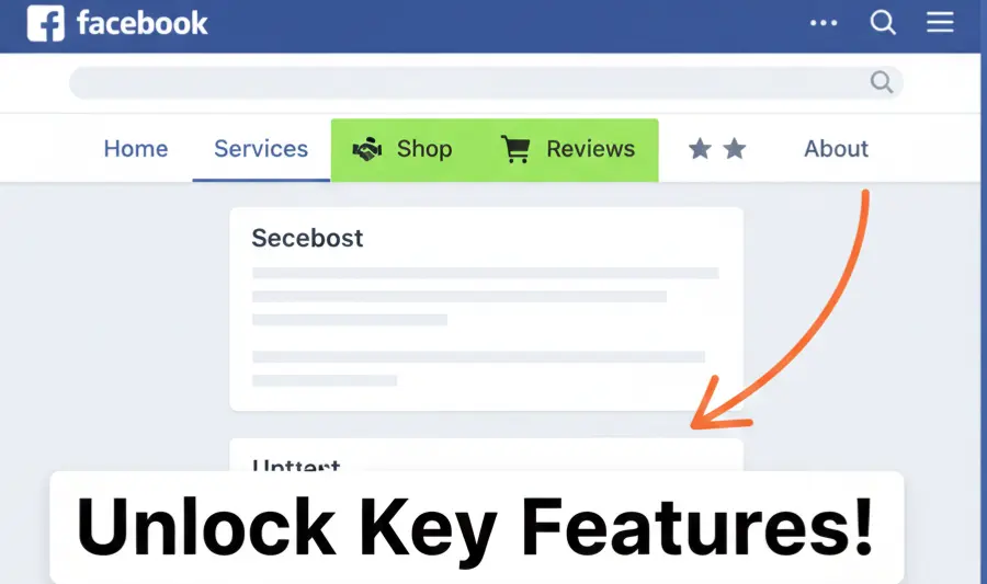 Unlocked tabs and features using the right Facebook page template