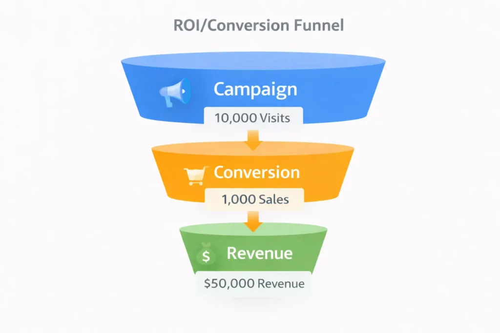 marketing ROI and conversion tracking funnel